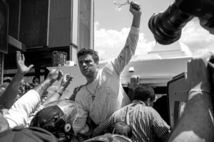 Leo Lopez at a protest