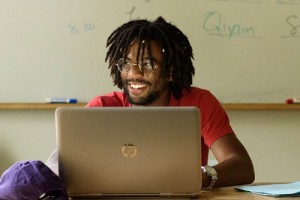 Student working on a computer