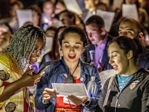 Alumni singing Kenyon songs at reunon