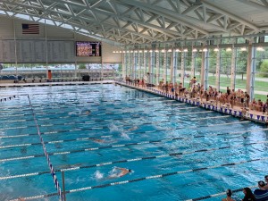 The Steen Aquatic Center during a swim meet