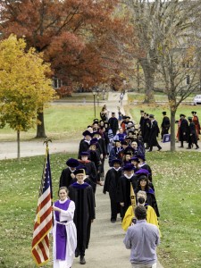 The faculty procession walking into Rosse Hall on Founders’ Day