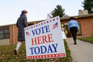 Vote today sign outside the Gambier Community Center