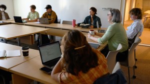  Nancy Powers ’83 leads the class “Immigration, Citizenship and National Identity."