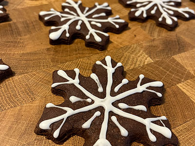 Chocolate snowflake cookies