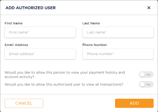 Add an authorized user field options